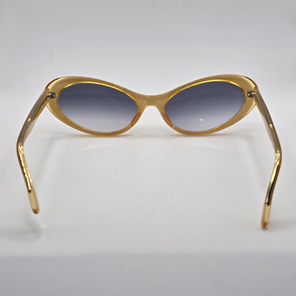 Vintage Jean Lafont Paris Gold Frame Sunglasses Blue Lenses - Picture 4 of 8
